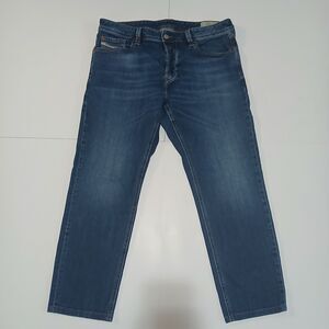 Diesel Jeans Mens 34x32 Blue Straight Leg Button Fly Denim Dark Wash